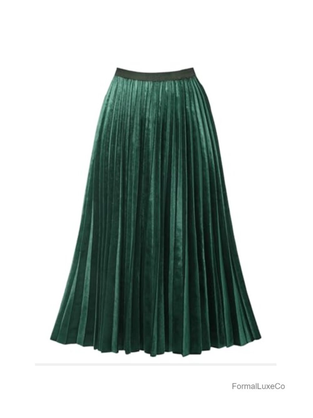 Pleated High Waist Flowy Midi Skirt A-Line Elastic Waist